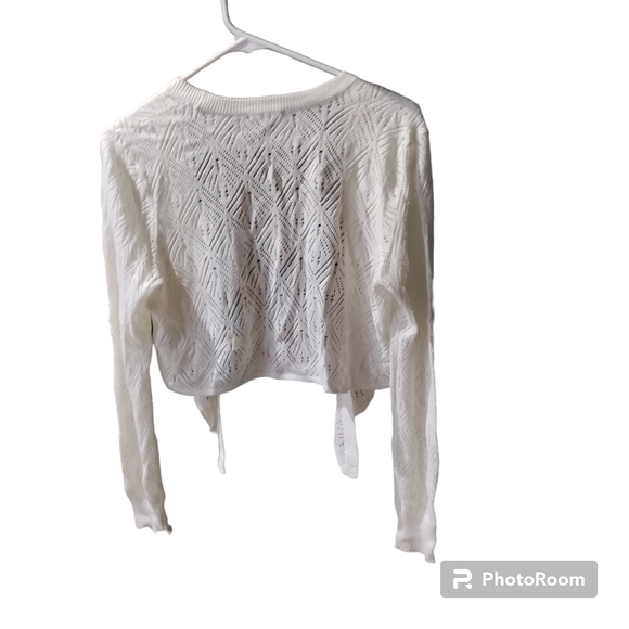 Knit Cardigan cropped, White Size Large - Picture 6 of 12
